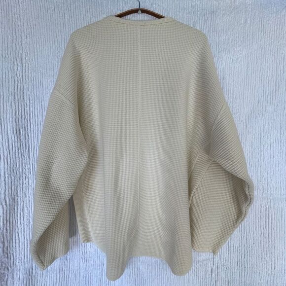 Niko And... Cream Cotton Rib Knit Long Sleeve Drop Shoulder Sweater Size Large - Picture 7 of 10
